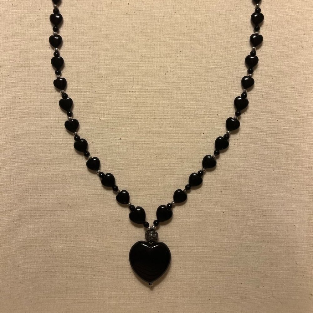 Genuine Black Onyx and Sterling 925 Pendant Necklace, Danbury Mint, Never Worn